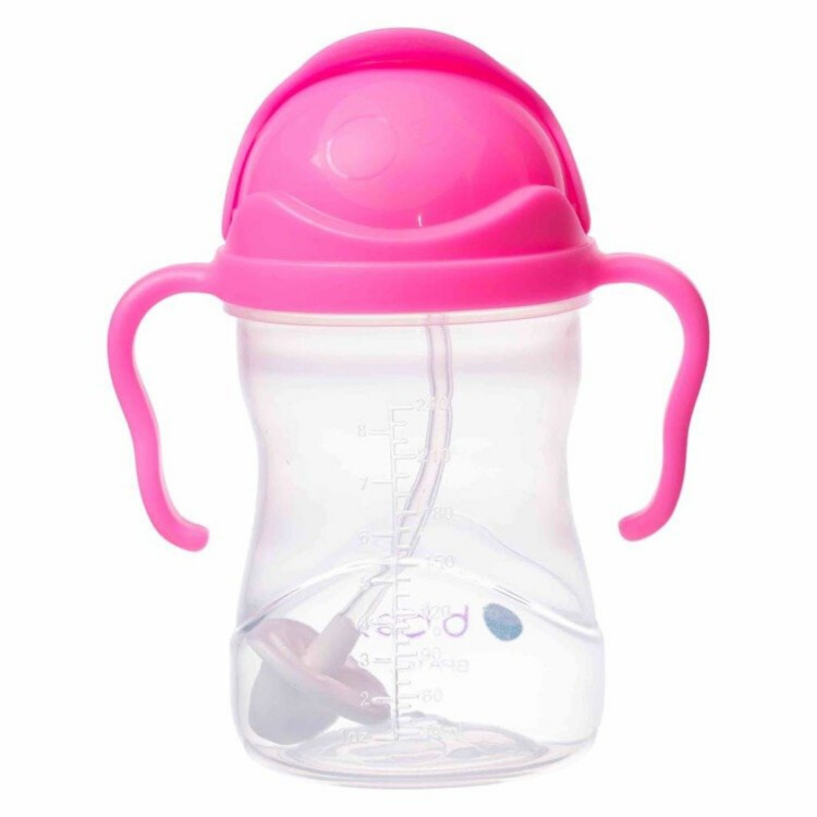 B.BOX Bidon ze słomką 240 ml Różowy granat