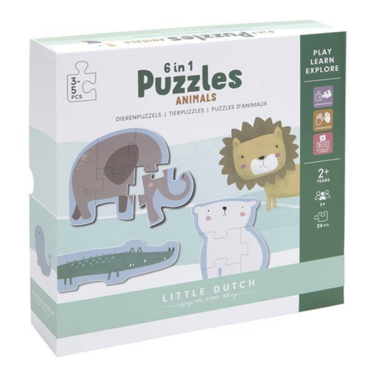 Little Dutch Puzzle Zoo 6 elementów