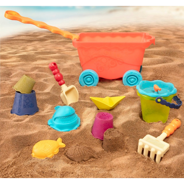 B. Toys Wavey Wagon Wózek – wagonik z akcesoriami do piasku Czerwony (2).png